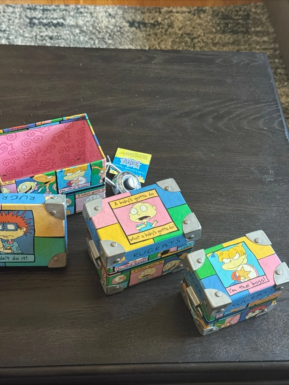 Rugrats Themed Colorful mini steamer, trunk, set - vintage 1998